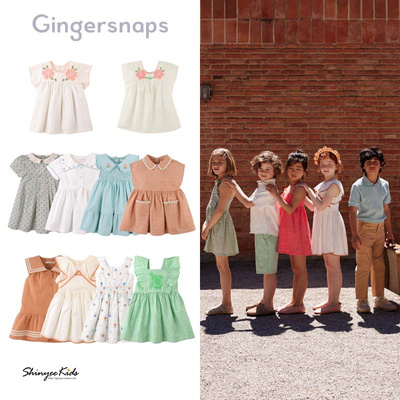 5ZShinyee▲gingersnaps SS25春夏女童甜美无袖吊带连衣裙背心裙