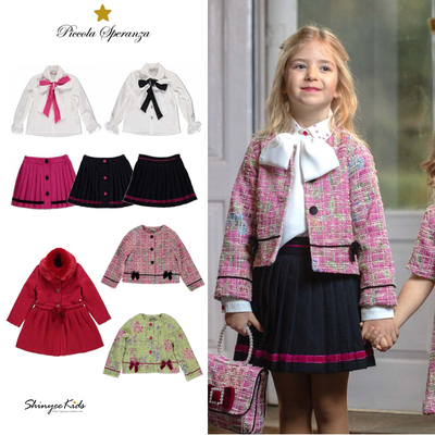Shinyee▲piccola aw24儿童蝴蝶结衬衫小香风外套百褶裙呢大衣