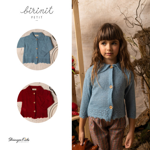 birinitpetit儿童钩花翻领开衫