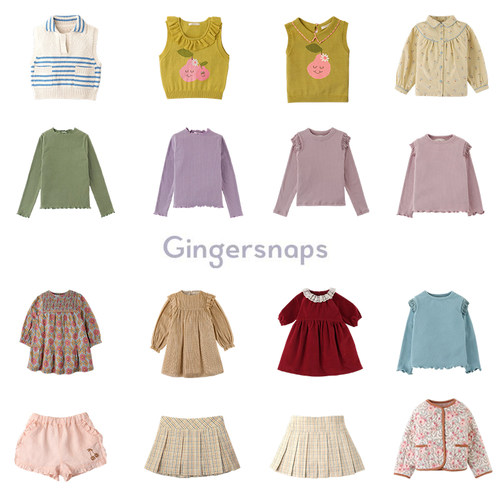 3折清仓 gingersnaps荷叶边上衣宝宝针织马甲田园碎花裙短裤外套