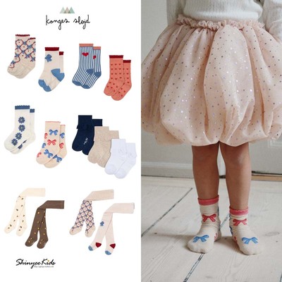 6ZShinyee▲Konges slojd aw24秋冬儿童袜子印花短袜连裤袜长筒袜