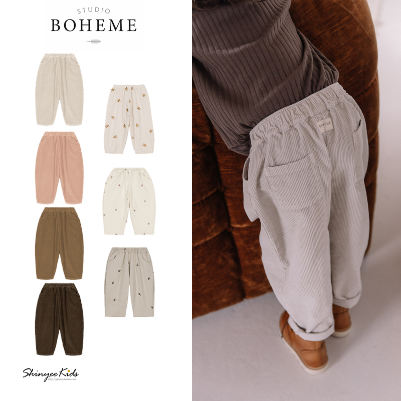 Shinyee▲boheme aw22儿童灯芯绒休闲裤卫裤姜饼人宝宝长裤-封面