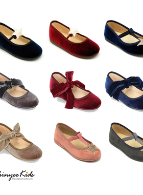 6Z 西班牙OKAA 女童玛丽珍鞋 丝绒公主鞋 芭蕾舞蹈鞋 手工平底