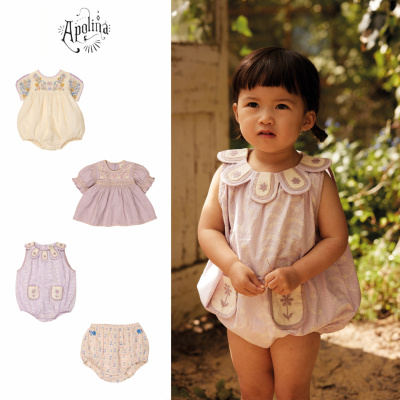 Shinyee▲apolina ss26春夏女童重工刺绣连体衣包屁衣衬衫短裤
