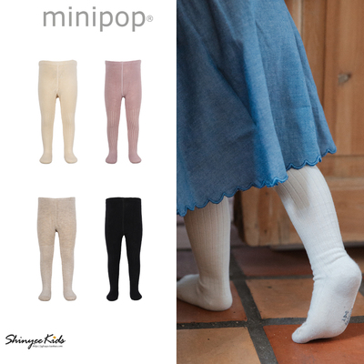 7ZShinyee▲minipop aw25新款女童纯色打底袜螺纹连裤袜