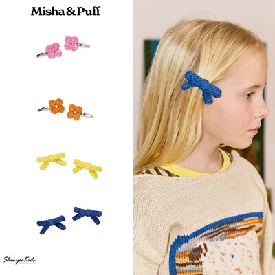 7ZShinyee▲misha puff ss26春夏新款女童钩花蝴蝶结花朵发卡发夹