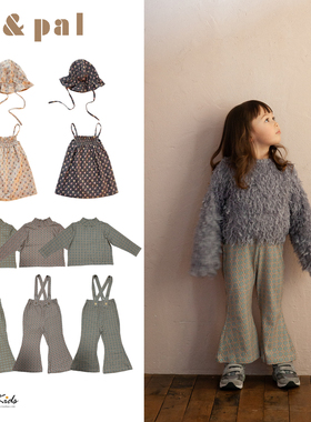 6ZShinyee▲and pal aw25儿童复古印花帽子背带裙打底衫背带裤