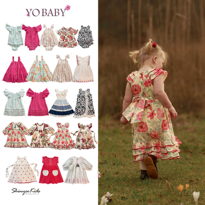 6ZShinyee▲yobaby ss25春夏女童火龙果色连衣裙印花长裙吊带裙