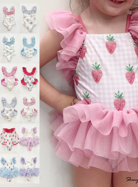 6Z Shinyee▲meia pata 春夏儿童可爱樱桃草莓连体泳衣泳装