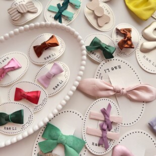 Shinyee▲rae 纸杯蝴蝶结发夹儿童真丝手工发卡发绳宝宝发饰头饰