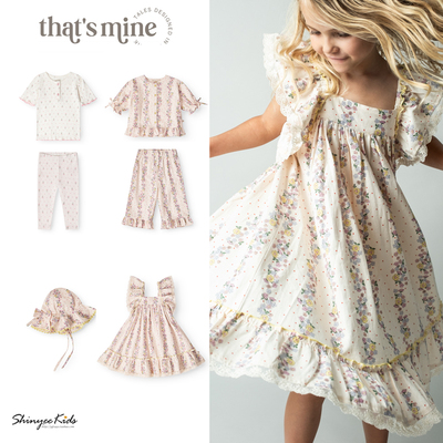 Shinyee▲thats mine ss26春夏儿童衬衫T恤上衣帽子裤子连衣裙
