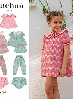 5Z Shinyee▲bachaa ss24春夏女童法式印花衬衫短裤长裤防蚊裤