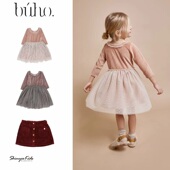 aw25秋冬新款 5ZShinyee buho 女童甜美丝绒薄纱拼接连衣裙