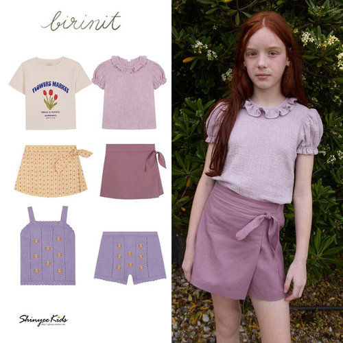 5ZShinyee▲birinit petit ss25春夏新款儿童T恤衬衫背心上衣半裙