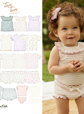 5ZShinyee▲tuntun ss25春夏儿童飞飞袖上衣短裤套装 碎花T恤背心