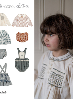Shinyee▲Little cotton clothes aw24儿童衬衫半裙短裙连体衣