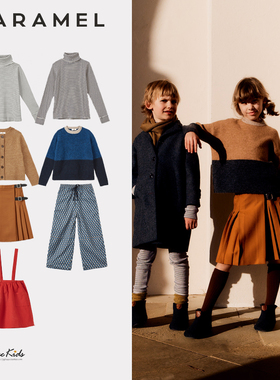 Shinyee▲caramel aw24儿童高领打底衫针织衫半裙复古印花长裤