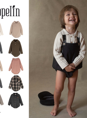 Shinyee▲popelin aw23儿童针织连体衣 格纹长袖包屁衣 衬衫
