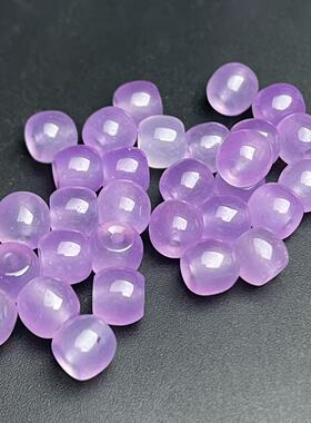 冰种浅紫色老型珠巴山翠玉髓直切桶珠隔珠散珠子手工串珠手链配饰