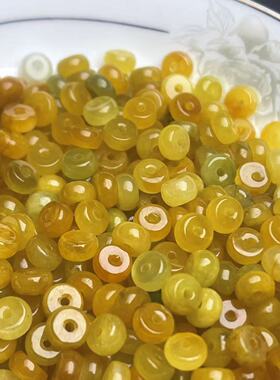 6X3mm黄色处理翡翠巴山翠小算盘珠手串隔片diy手工玉石配饰配件
