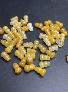 6X9天然黄色金丝玉通孔小葫芦diy饰品配件散珠玉石福禄小配件珠子