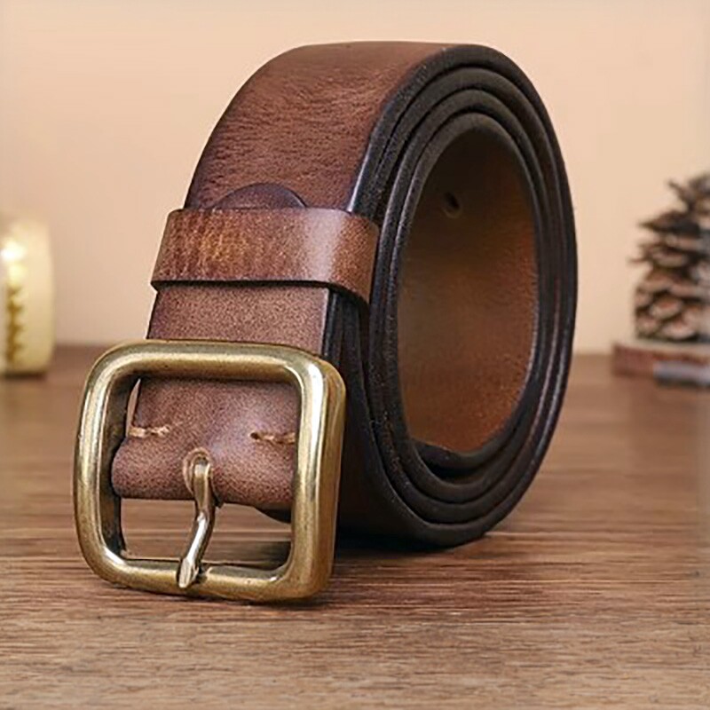 皮带男潮流年经人纯铜针扣裤带百搭真皮纯牛皮牛仔裤水洗复古腰带