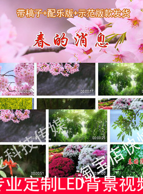 春天春季春的消息演讲诗朗诵LED大屏幕高清背景视频230317