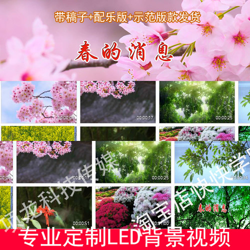 春天春季春的消息演讲诗朗诵LED大屏幕高清背景视频230317