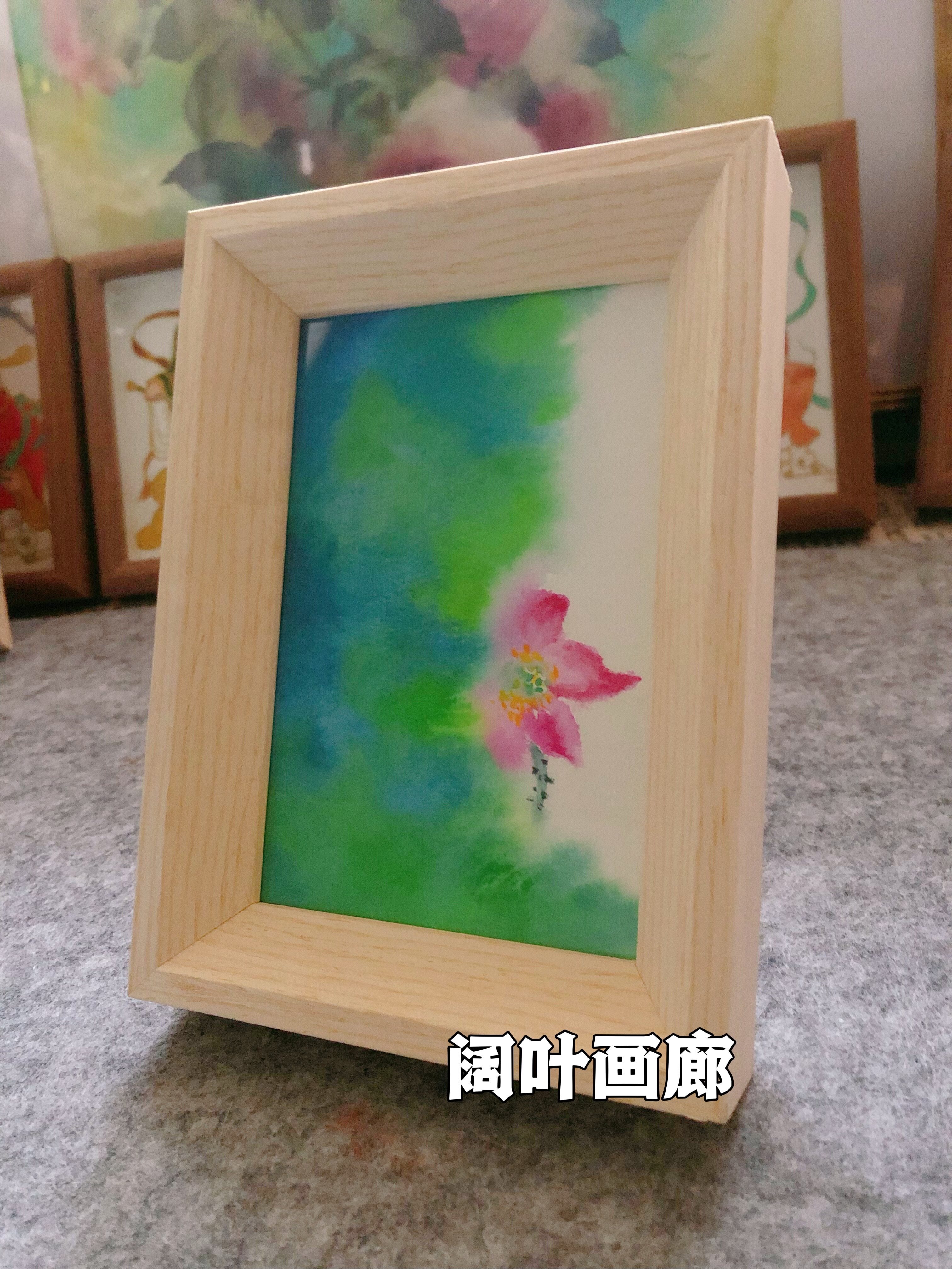 手绘水彩写意荷花装饰画摆件挂画现代装饰画