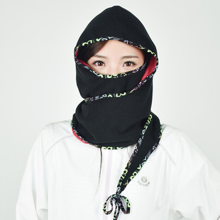 UVCity冬季保暖帽子女围巾一体围脖双层抓绒头盔内衬多用防寒头套