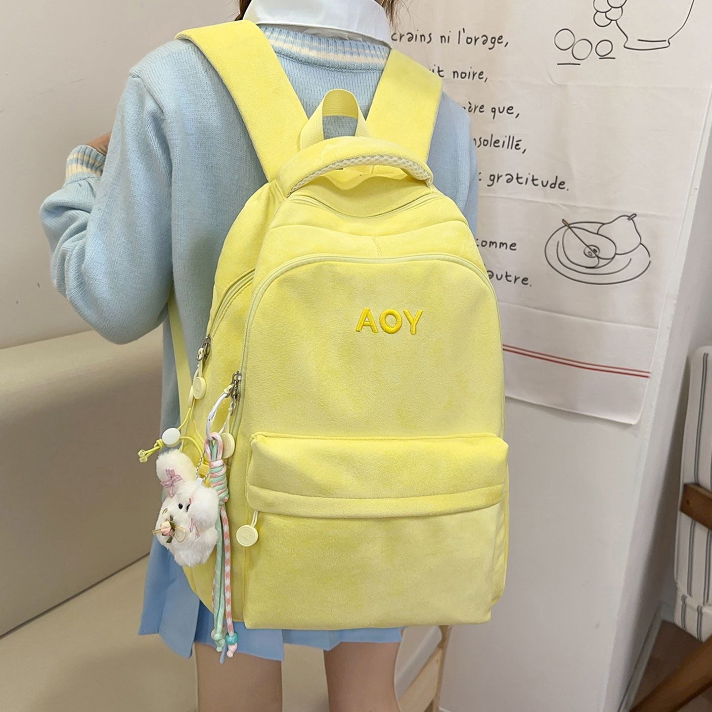 森系少女心甜美简约背包女大学生