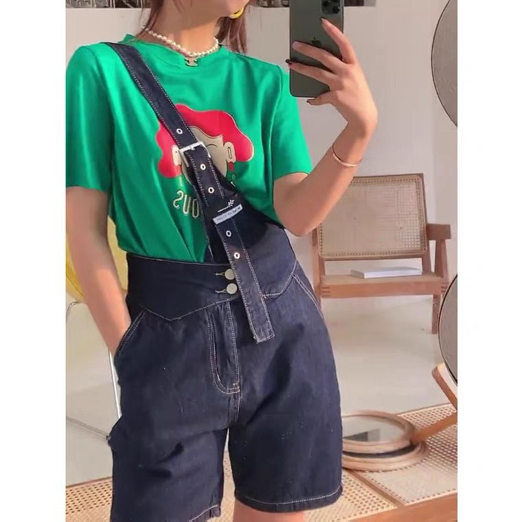 9927 single shoulder strap jeans women's Europe 2021 summer new fashion personality irregular high waist pants