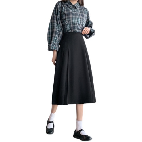 Real shot 200kg fat mm black skirt women's A-shaped short skirt high waist thin hanging feeling medium and long Hip Wrap Skirt