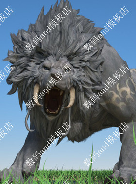 c4d异兽黑狮子3d模型骨骼绑定objfbx动画素材maya3dsmaxc4d黑狮子