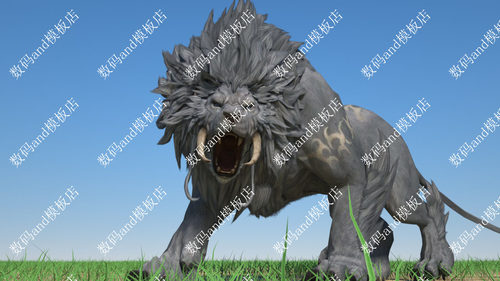 c4d异兽黑狮子3d模型骨骼绑定objfbx动画素材maya3dsmaxc4d黑狮子