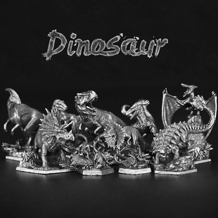 侏罗纪公园金属恐霸王龙迅猛龙三角龙模型摆件手办玩具桌面棋子
