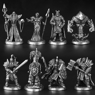 白铜金属魔兽争霸人族士兵人模型手办桌面游戏棋子西洋棋摆件玩具