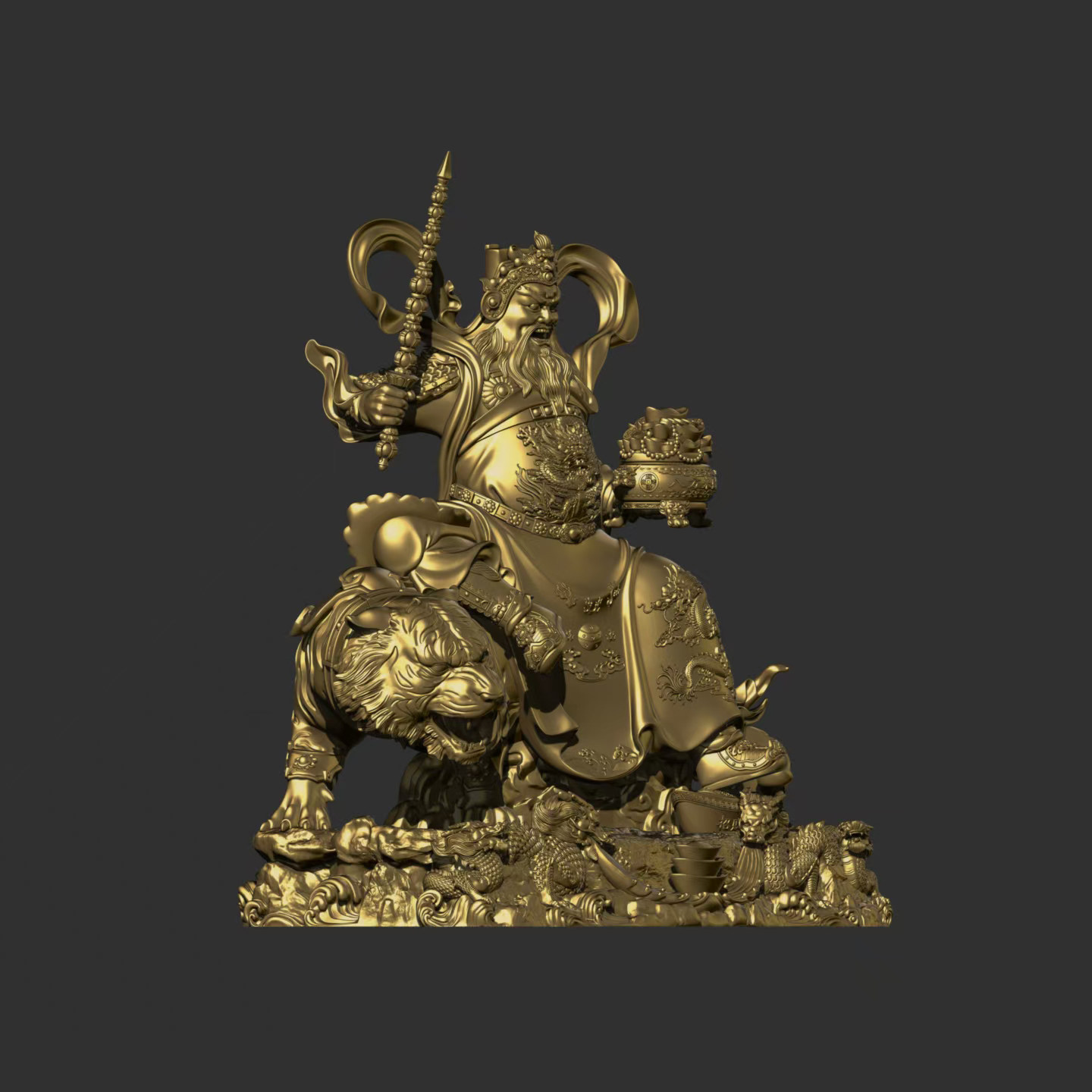 新款赵公明财神爷神像STL模型文件精雕图3D模型可3D打印各种尺寸
