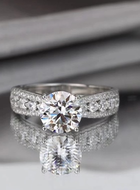 【星海】莫桑石精工镶嵌款-1克拉 闭口圈S925银 女款百搭时尚