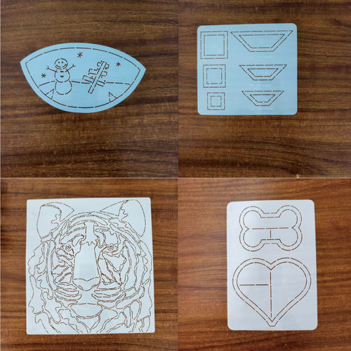 手工DIY描图工具拼布软模板老虎背包线轴图谱雪人小包爱心骨头