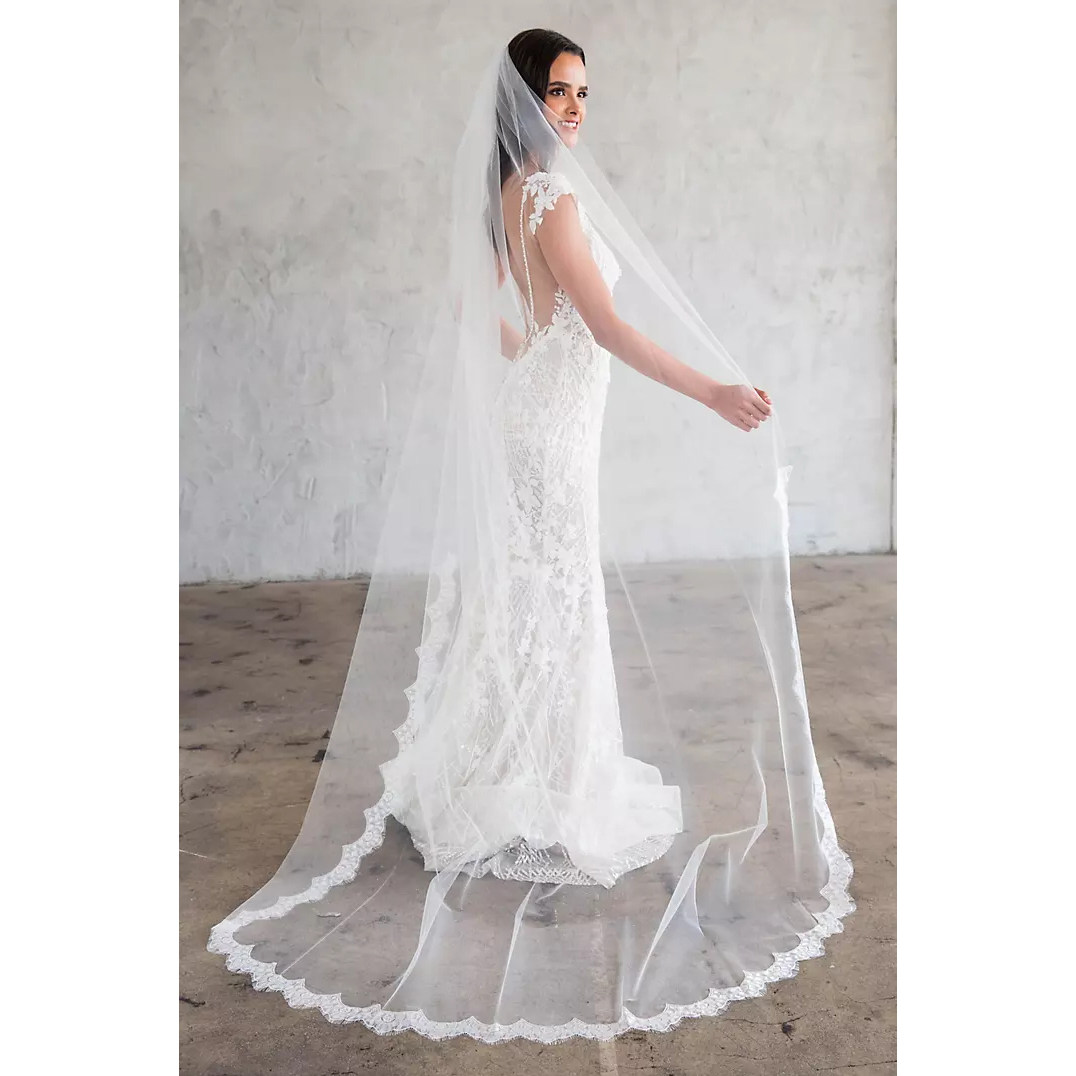 2025 02美国专柜正品代购Brides新娘结婚大拖尾头纱头巾蕾丝薄纱