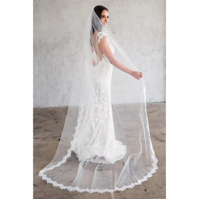 2025 02美国专柜正品代购Brides新娘结婚大拖尾头纱头巾蕾丝薄纱