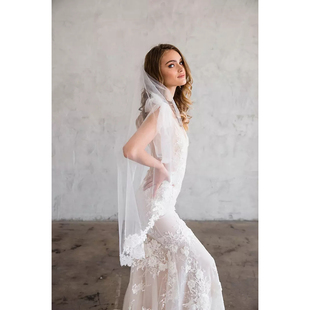 Brides新娘结婚齐腰头纱头巾蕾丝薄纱 代购 2025 02美国专柜正品