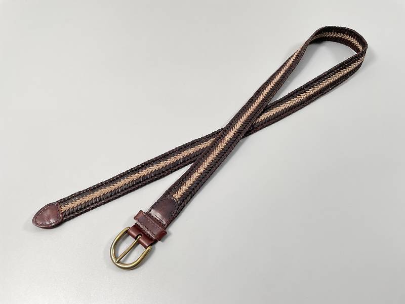 复古铜扣植鞣牛皮编织皮带