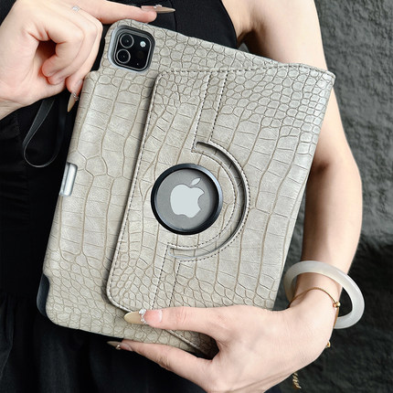 ipad包13寸平板壳2024pro11保护套10.2旋转电脑支架10代mini7硬壳10.9笔槽9.7鳄鱼皮质Air7加厚12.9寸Pro10.5