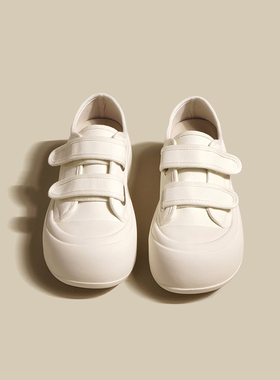 里外全皮~真皮女鞋厚底大头丑萌小白鞋魔术贴日系运动休闲鞋板鞋