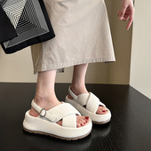夏季 女凉鞋 新品 云朵般舒适 韩版 厚底软糯露趾罗马鞋 配裙子沙滩鞋