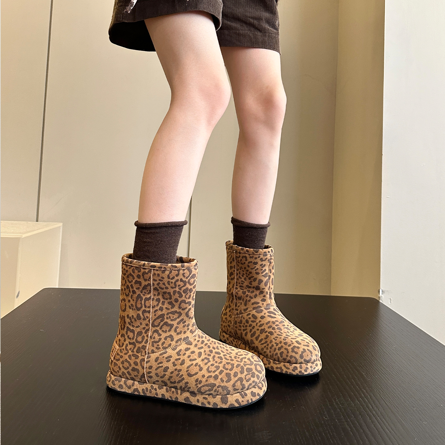 美式复古冬季加绒保暖雪地靴