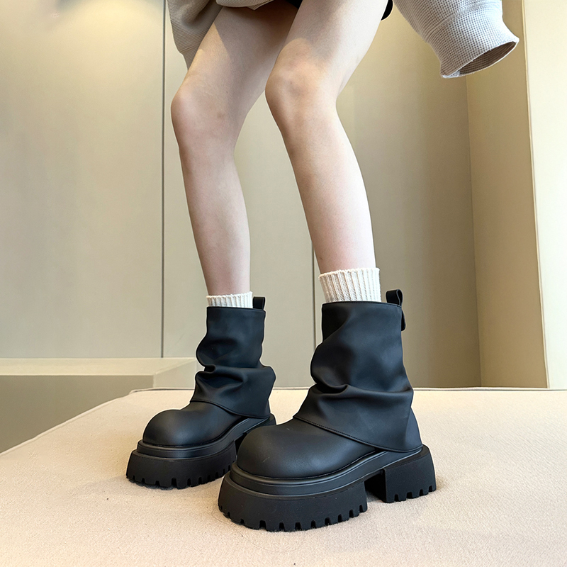 厚底粗跟裤管堆堆靴时装靴