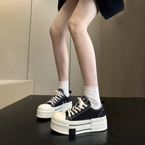 时髦ins炸街低帮帆布鞋增高板鞋